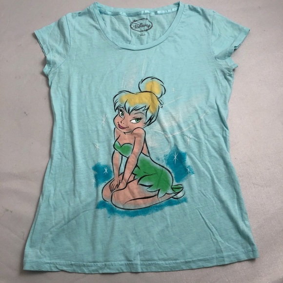 Disney Tinkerbell aqua soft burnout t-shirt L - Picture 4 of 7